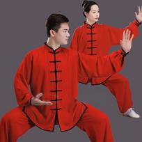 Clothing Loose Chinese Traditional Tang Suit Kung Fu Clothes Retro Oriental Unisex Tai Chi Elastic Waist Viscose Loungewear XXXL red