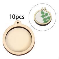 10 vienetų Mini siuvinėjimo lankeliai Rėmeliai Rėmeliai Medinis ekranas žavingiems pakabukams Round beige