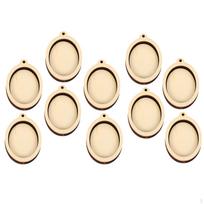 10 vienetų Mini siuvinėjimo lankeliai Rėmeliai Rėmeliai Medinis ekranas žavingiems pakabukams Oval beige
