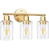 Retro vonios šviestuvas 3 galvutės Stiklinė veidrodinė priekinė dalis Tinkamas sieninis šviestuvas EU E27 without bulb auksas