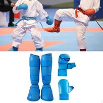 Karate sparringo įrangos rinkinys Bokso pirštinės Blauzdų apsaugos Įranga skirta XS mėlyna