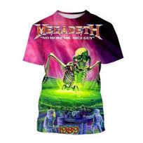 Megadeth 3D spausdinti marškinėliai Mada Rokas Grupė Vyriški Laisvalaikio Marškinėliai Vasariniai Vyriški Pankų Juokingi Hip Pop Trumpomis Rankovėmis Vyriški XL pink