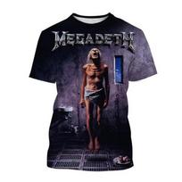Megadeth 3D spausdinti marškinėliai Mada Rokas Grupė Vyriški Laisvalaikio Marškinėliai Vasariniai Vyriški Pankų Juokingi Hip Pop Trumpomis Rankovėmis Vyriški S gray