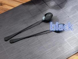 Nerūdijančio plieno kavos šaukštas su ilga rankena, virtuvės šaukšteliai, desertinis arbatos šaukštelis black gray