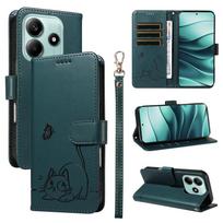 Magnetinis odinis piniginės tipo atverčiamas dėklas Xiaomi Redmi Note 8 8T 9 10 11 12 13 14 Pro 4G 5G | Katės ir drugelio įspaustas dizainas Redmi Note 14 4G