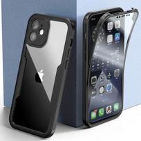 360 Viso korpuso priekinis+galinis skaidrus dėklas iPhone 16 15 14 13 11 12 Pro Max XS X XR 7 8 Plus SE 2022 silikoninis smūgiams atsparus dangtelis for iphone 7 8 juoda