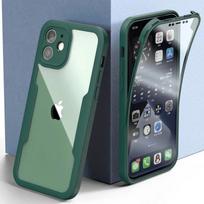 360 Viso korpuso priekinis+galinis skaidrus dėklas iPhone 16 15 14 13 11 12 Pro Max XS X XR 7 8 Plus SE 2022 silikoninis smūgiams atsparus dangtelis for iPhone 12 žalia