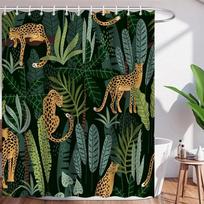 Boho Gepardo Dušo Užuolaida, Atogrąžų Leopardas Laukinių Gyvūnų Vonios Užuolaida, Moderni Rožinė Estetika Mėnulio Fazės Mėlyna Gėlių Vonios Užuolaida 90x180cm-35x70in gray