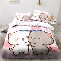 Bubu Dudu Animacinis mielas lokys Kawaii Antklodės užvalkalų rinkinys 3D spausdinimo antklodės užvalkalas Patalynė berniukui mergaitei Lovos komplektai Miegamojo dekoras Child 120x150cm white