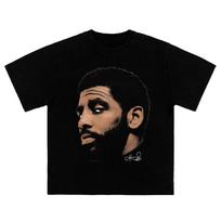 2025 Kyrie Irving serijos NBA žvaigždė Amerikos vyriški ir moteriški laisvo stiliaus 100% medvilnės tiesaus purškimo vasariniai marškinėliai trumpomis rankovėmis M brown