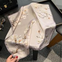 Naujas 100% natūralaus tikro šilko skara moterims bandana kvadratinės skaros apvyniojimas nosinaitė šilkmedžio mada prabanga aukštos kokybės hidžabo skara Real Silk 53x53cm gray