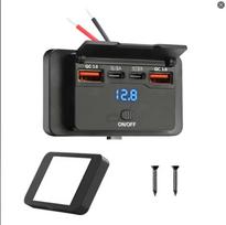 12V-24V Automobilinis įkroviklio lizdas PD 30W ir QC 3.0 18W USB C Dviem prievadais Greito įkrovimo Lizdo Panelė su mygtukiniu jungikliu Kemperiui, Valtims, Automobiliui black