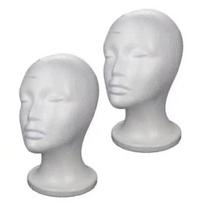Putplasčio galva perukams Moteriška manekeno galva Ausinių peruko laikiklis 2pcs