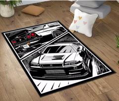 JDM Automobilių Tiunerių Kilimas Japoniško Automobilio Kilimas Automobilio Kilimas Lenktynių JDM Automobilio Kilimai Kambario Dekoras Dovana Jam Berniukų Kambario Dovana Kilimas Gimtadienio Dovanos 40x60cm white