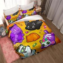 3D Spausdintas Patalynės Komplektas Antklodės Užvalkalų Komplektas Viengulis Dvigulis King Dydis Kawaii Animacinis Aphmau Suaugusių Berniukų Miegamojo Antklodės Užvalkalas Ir Pagalvės Užvalkalas EU Single(135*200cm)3pcs yellow