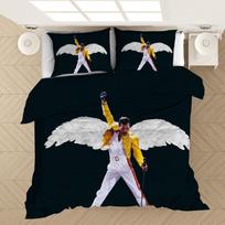 Freddie Mercury 3D spausdintas patalynės komplektas Antklodės užvalkalai Pagalvių užvalkalai Antklodė Patalynės komplektas Lovos drabužiai Lovos patalynė EU Single(135*200cm)3pcs white