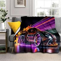 3D ateities sportinio automobilio HD koncepcinio automobilio animacinis pledas, minkštas pledas namams, miegamajam, lovai, sofai, iškylai, kelionėms, vaikiškas dangalas 75x90cm gray