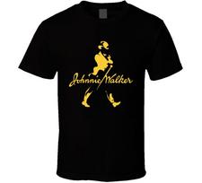 Johnnie Walker viskio raudona, mėlyna, auksinė unisex marškinėliai L yellow