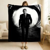 Britų legenda J James B Bond 007 Antklodė Minkšta ir draugiška odai Sofa Lova Dienos miegas Patalynė Visų sezonų Antklodė 75x90cm white