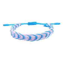 Polyester Boho Bohemia Waved String Braided Friendship Bracelets Ethnic Multicolor Weave Textured Adjustable 15cm-27cm long, 1PC white