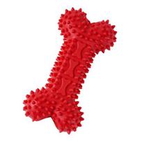 Spiky Bone Dog Chew Toy Toy Textured Bone Puppy Teething Teeth Cleaning Toy for Aggressive Chewers raudona