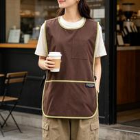 Vest Apron, Kitchen Household Work Clothes, Catering Work Special Waterproof Apron brown
