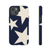 Tamsiai mėlynas fonas, balta žvaigždė, 2 viename dėklas telefonui, tinkamas iPhone 17 16 15 14 13 12 11 Pro/Max/Plus, apsaugantis nuo kritimo ir smūgių iPhone 16