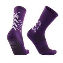 Suaugusiųjų neslystančios, atsparios dilimui vidutinio ilgio sportinės kojinės futbolui ir krepšiniui. Triangular Wave Non-Slip Sports Socks violetinė