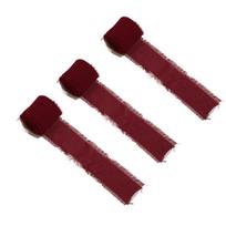 3 ritinėliai 5m šifono juostelės „pasidaryk pats“ amatai plaukuota šifono juostelė su kutais šilko šifono juostelė pakavimui Tpye1-Wine Red