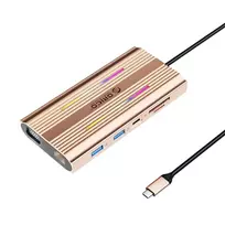 ORICO XDR 12-in-1 USB-C Docking Station RGB, 2x USB-A, 1x USB-C PD 100W, 2x HDMI 4K 60Hz, VGA, RJ45 Gigabit, SD & microSD Card Reader - Rose Gold