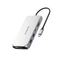 ORICO XCR 12-in-1 USB-C Docking Station su 2x HDMI 4K 60Hz, VGA, USB-A 3.1, USB-C PD 100W, Gigabit Ethernet, SD/microSD, Audio - Pilka