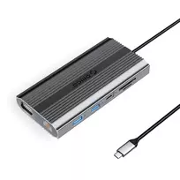 ORICO XDR 12-in-1 USB-C Docking Station su USB-A, USB-C PD 100W, HDMI 4K, VGA, RJ45 Gigabit, SD & MicroSD kortelių skaitytuvu - Pilka