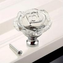 50mm Spalvingas Krištalinis Stiklinis Rožės Rankenėlė Vienos Skylės Spintos Komodos Stalčiaus Virtuvės Vyno Spintos Traukikliai Baldų Aksesuarai (WHITE,1pc) balta