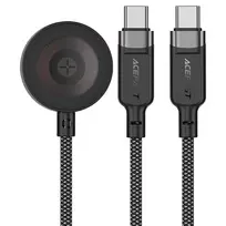 ACEFAST C6-11 3-in-1 USB-C į 2x USB-C & Qi belaidžio įkrovimo laidas, 100W, 1,2m, juodas
