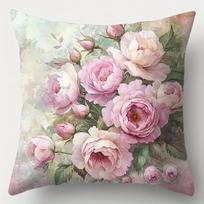 Rožinių bijūnų gėlių dekoratyvinė pagalvėlės užvalkalas su trumpo pliušo raštu svetainės dekoravimui Pagalvės užvalkalai Dekoratyviniai Linen 40*40(CM)-1Pcs