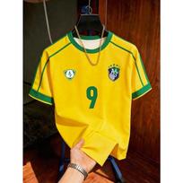 Vaikų Brazilijos futbolo marškinėliai Futbolo marškinėliai Dryžuoti ir Retro spaudiniai Kvėpuojantys Greitai džiūstantys Treniruočių marškinėliai Gerbėjų sportinis viršus Vyrams Moterims 5XL yellow