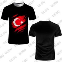 2026 Nauji Turkijos Vėliavos Spaudos Futbolo Marškinėliai Vyrams T-shirt Vasariniai Greitai Džiūstantys Sportiniai Trumpomis Rankovėmis Marškinėliai Atsitiktiniai Vaikams/Suaugusiems Viršutiniai Drabužiai 5XL red