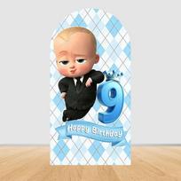 Happy Boss Baby Birthday Arch Backdrop Cover Boys Birthday Newborn Baby Shower Party Decor Photo Photography Background Props 3.9x7.2ft(120x220cm)