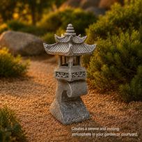 Saulės Pagodos Žibintas Sodo Statulėlė Ornamentas Dekoracija Amatai Įkurtuvių Dovana Šviesa 15cmx10cmx32.5cm brown