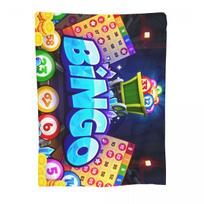 Funny Bingo Game Blankets Fleece Print Breathable Lightweight Throw Blankets for Bed Outdoor Bedspread Size: 75*100cm, Weight: 280 GSM blue