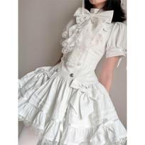 Spot [Phantom Meow Trace] Double-breasted lace splicing to wear Lolita Gothic design niche dress L white