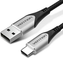 Vention Cotton Braided USB 2.0 A Male to C Male 3A Cable 2M Gray Aluminum Alloy Type