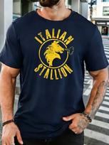 Unisex Vintage Cotton Tee Italian Stallion Worn Horse Circle Graphic Short Sleeve Tshirt For Boxing Fans Daily Casual Street Top 2XL yellow