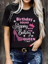 Birthday Squad Stepping with the Birthday Queen T-shirt XXXL white