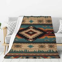 Individualus indėnų navachų boho actekų rašto pledas Minkštas vilnos pavasario šiltas flanelinis metamas pledas sofai lovai lovatiesė Size: 100*150cm, Weight: 230 GSM