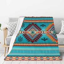Individualus indėnų navachų boho actekų rašto pledas Minkštas vilnos pavasario šiltas flanelinis metamas pledas sofai lovai lovatiesė Size: 100*150cm, Weight: 230 GSM
