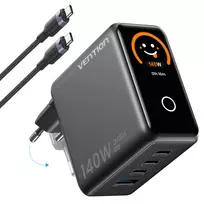 Vention 140W GaN įkroviklis su 1x USB-A, 3x USB-C ir USB-C į USB-C kabeliu 1m