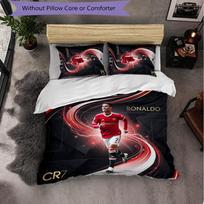 Cristiano Ronaldo Pattern 3 Pieces Bedding Set Soft Microfiber Duvet Cover with Pillow Cases for Bedroom 135cm*200cm