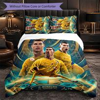 Cristiano Ronaldo Pattern 3 Pieces Bedding Set Soft Microfiber Duvet Cover with Pillow Cases for Bedroom 180cm*210cm