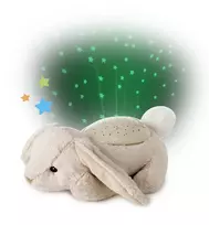 Cloud b Twilight Buddies Bunny minkštas zuikis naktinė šviesa su projektoriumi, smėlio spalvos